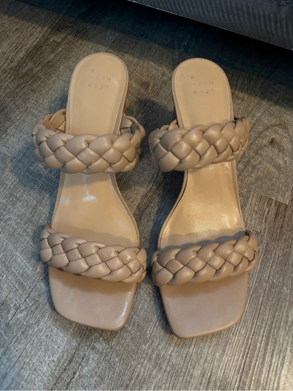 a new day Taupe Braided Double-Strap Slide Sandals